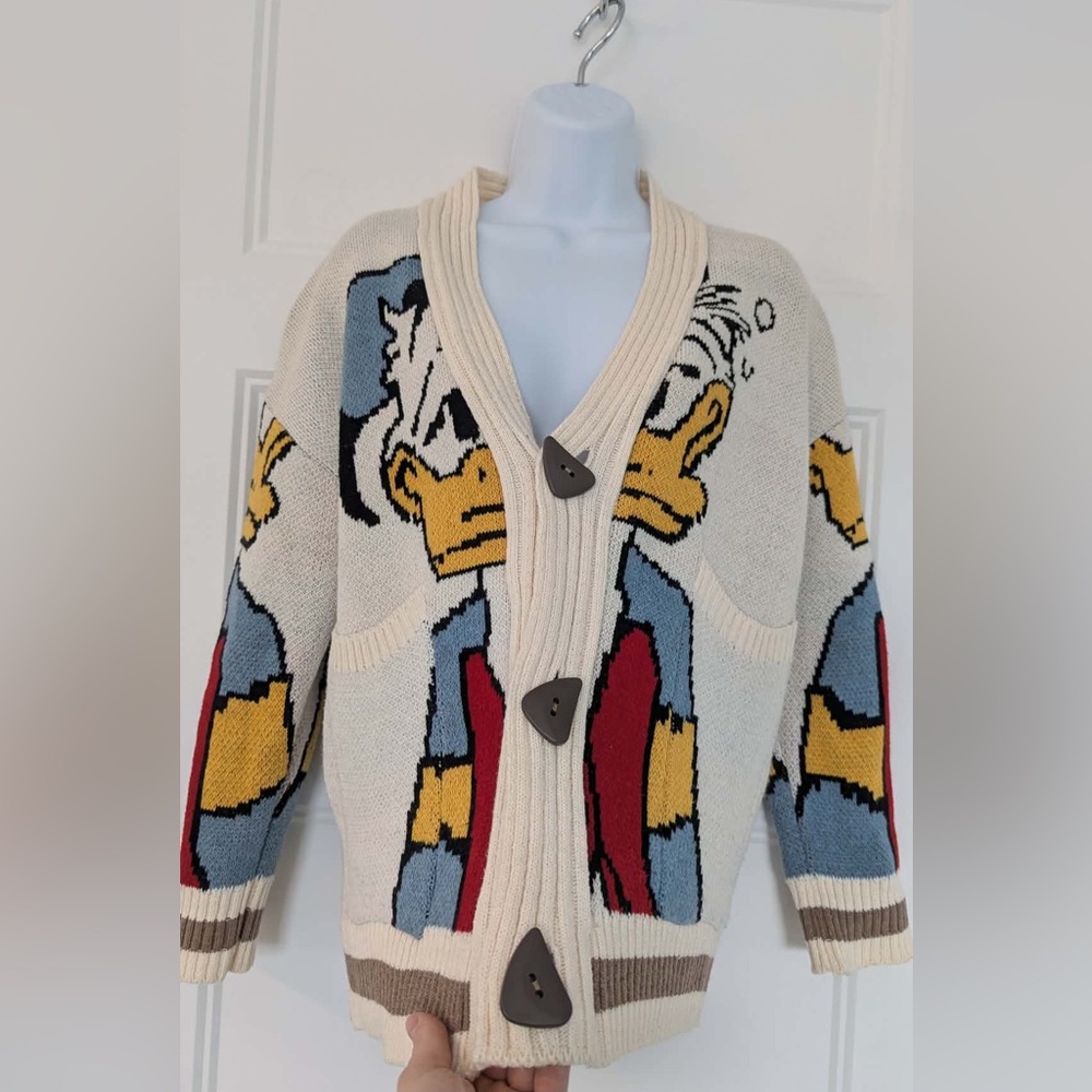Donald Duck Graphic Cardigan Sweater | Oversized Knit | Disney Inspired | M/L